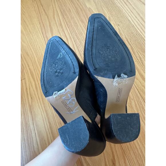 Vince Camuto Black Leather Block Heel Mule - EU 37 / US 6 1/2 Sophisticated Chic - Picture 5 of 8